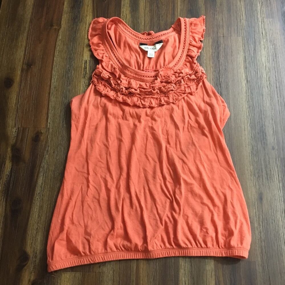 Anthropologie RicRac Ruffle Orange Tank - Picture 3 of 5